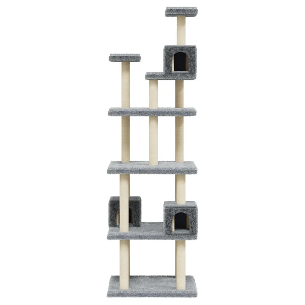 vidaXL Cat Tree with Sisal Scratching Posts Light Grey 188 cm