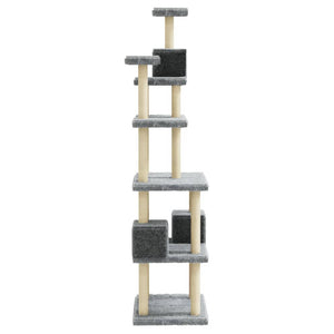 vidaXL Cat Tree with Sisal Scratching Posts Light Grey 188 cm