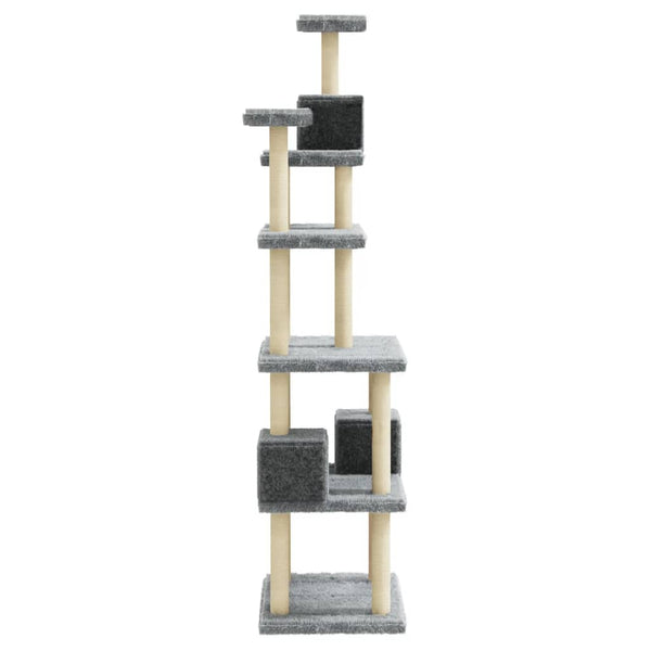 vidaXL Cat Tree with Sisal Scratching Posts Light Grey 188 cm