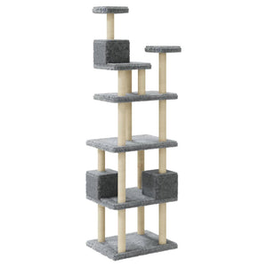 vidaXL Cat Tree with Sisal Scratching Posts Light Grey 188 cm