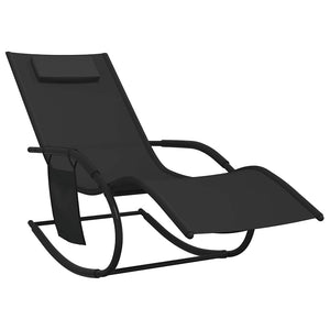 vidaXL Rocking Lounger Black Steel and Textilene