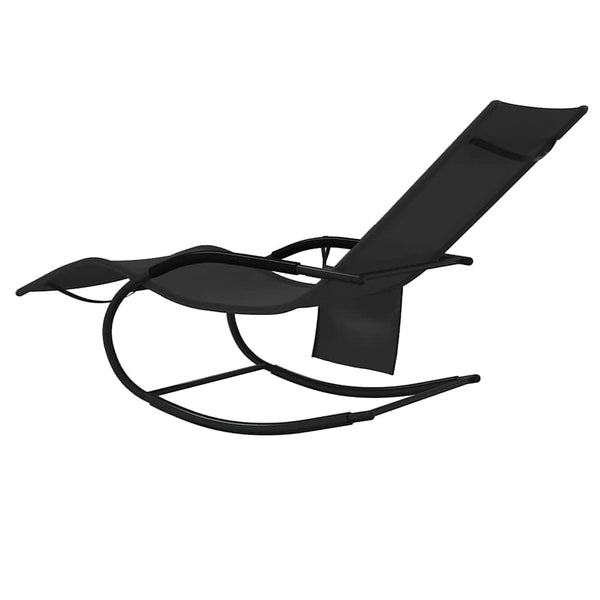 vidaXL Rocking Lounger Black Steel and Textilene