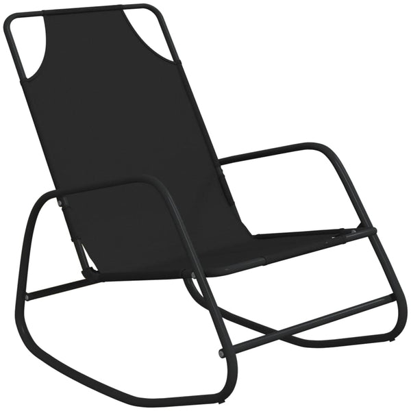 vidaXL Rocking Lounger Black Steel and Textilene