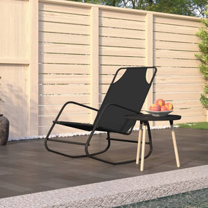 vidaXL Rocking Lounger Black Steel and Textilene