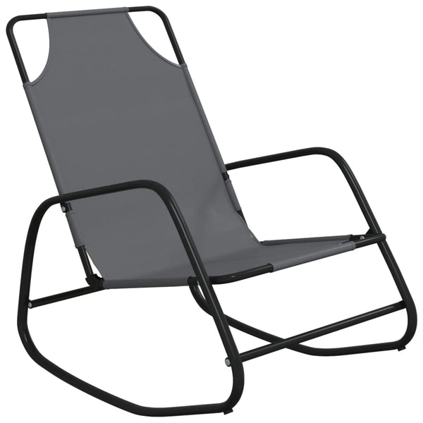 vidaXL Rocking Lounger Grey Steel and Textilene