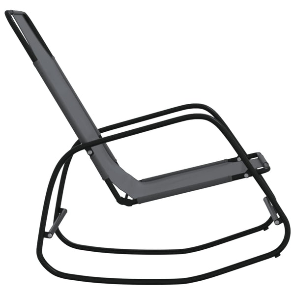 vidaXL Rocking Lounger Grey Steel and Textilene