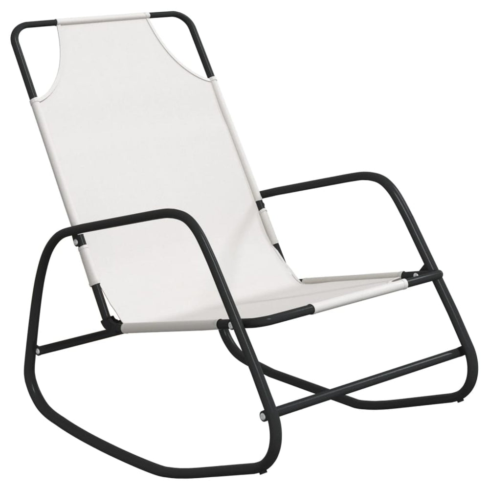 vidaXL Rocking Lounger Cream Steel and Textilene