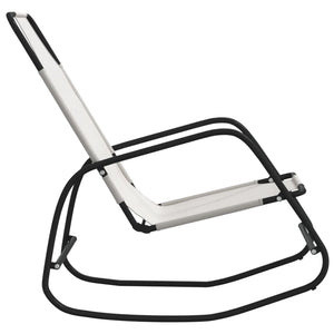 vidaXL Rocking Lounger Cream Steel and Textilene