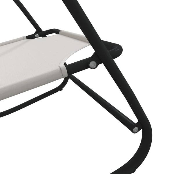vidaXL Rocking Lounger Cream Steel and Textilene