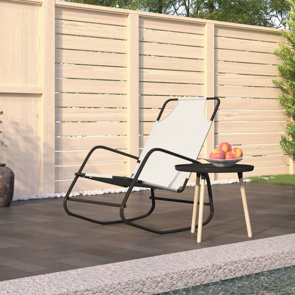 vidaXL Rocking Lounger Cream Steel and Textilene