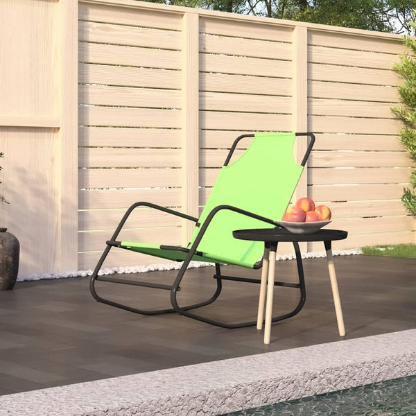 vidaXL Rocking Lounger Green Steel and Textilene