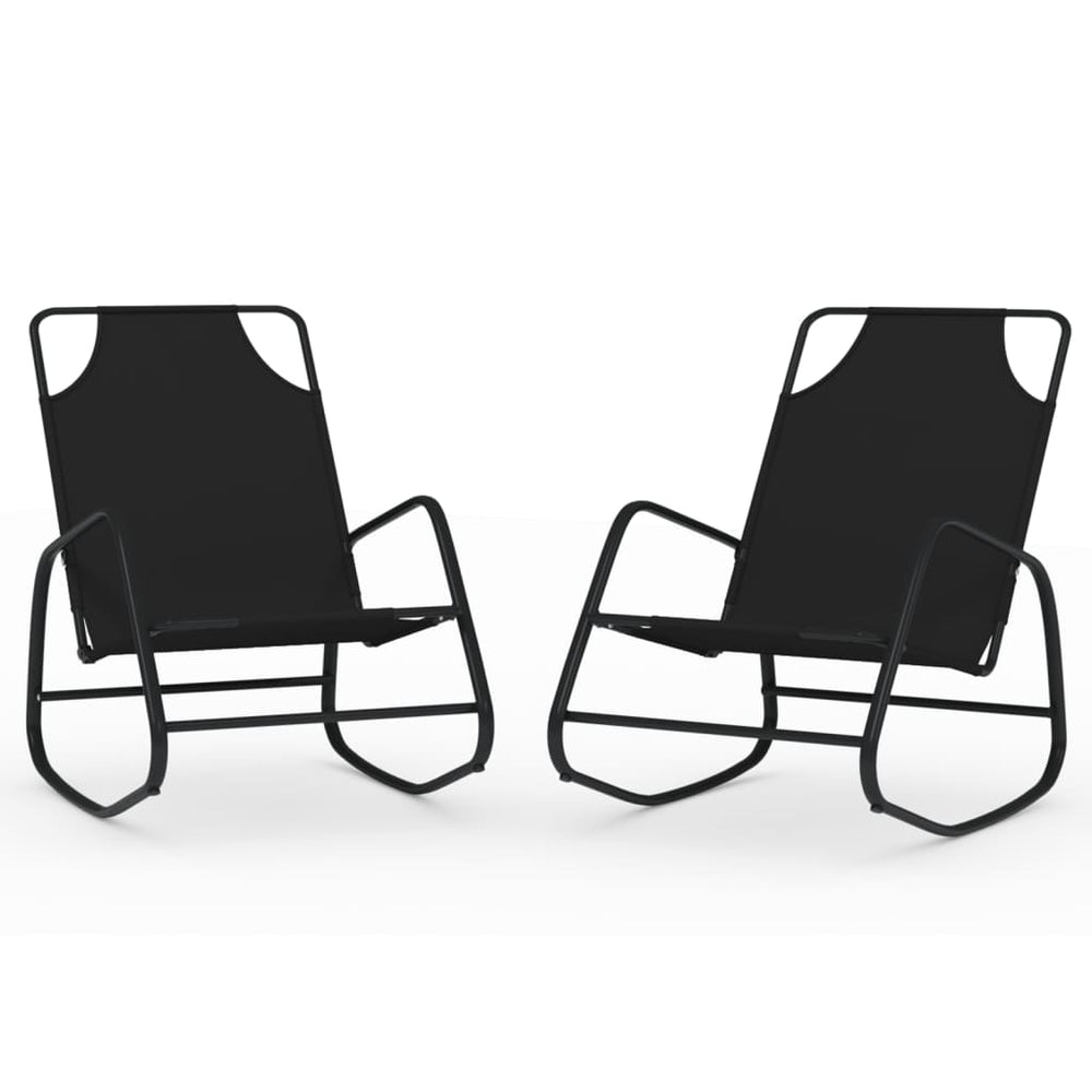 vidaXL Rocking Loungers 2 pcs Black Steel and Textilene