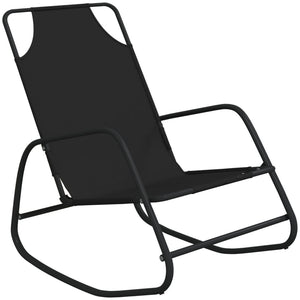 vidaXL Rocking Loungers 2 pcs Black Steel and Textilene