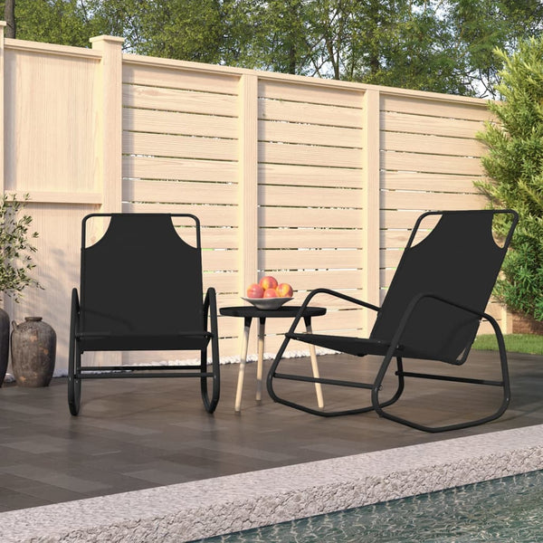 vidaXL Rocking Loungers 2 pcs Black Steel and Textilene