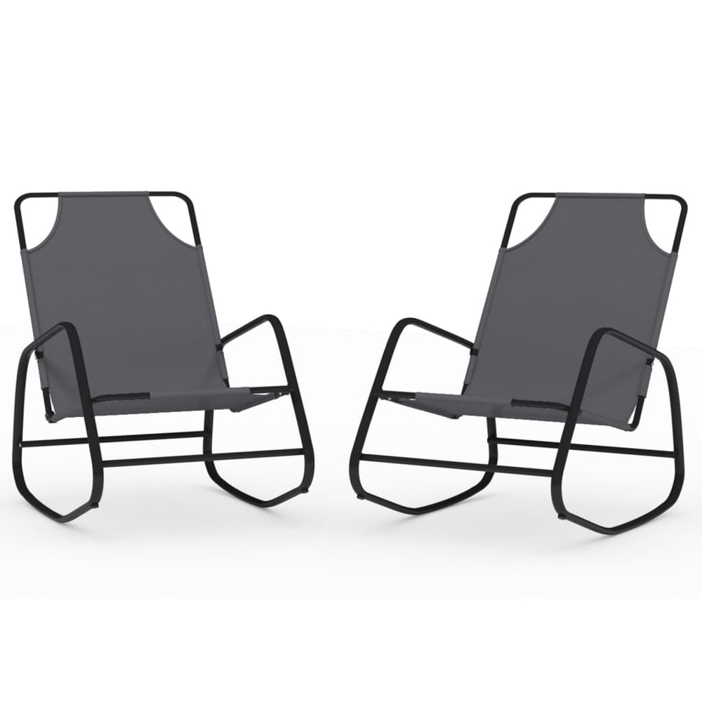 vidaXL Rocking Loungers 2 pcs. Gray Steel and Textilene