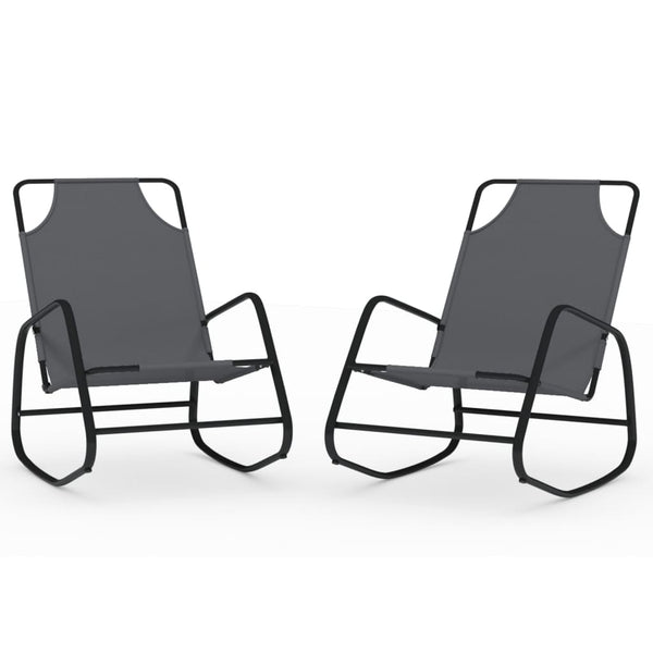 vidaXL Rocking Loungers 2 pcs. Gray Steel and Textilene