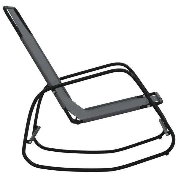 vidaXL Rocking Loungers 2 pcs. Gray Steel and Textilene
