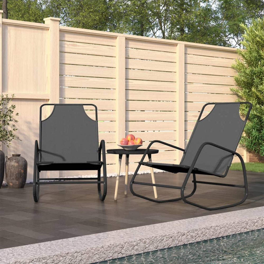 vidaXL Rocking Loungers 2 pcs. Gray Steel and Textilene