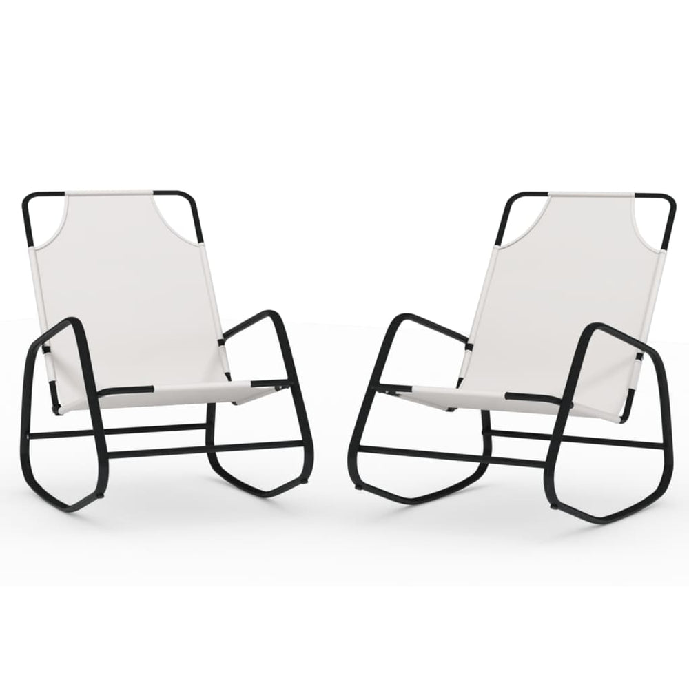 vidaXL Rocking Loungers 2 pcs. Cream Steel and Textilene