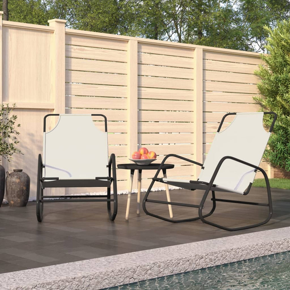 vidaXL Rocking Loungers 2 pcs. Cream Steel and Textilene