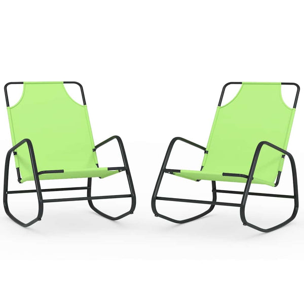 vidaXL Rocking Loungers 2 pcs Green Steel and Textilene