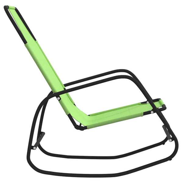 vidaXL Rocking Loungers 2 pcs Green Steel and Textilene