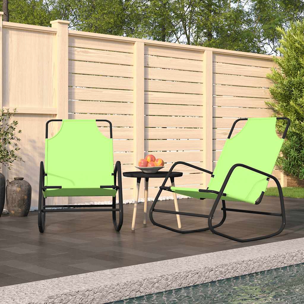 vidaXL Rocking Loungers 2 pcs Green Steel and Textilene