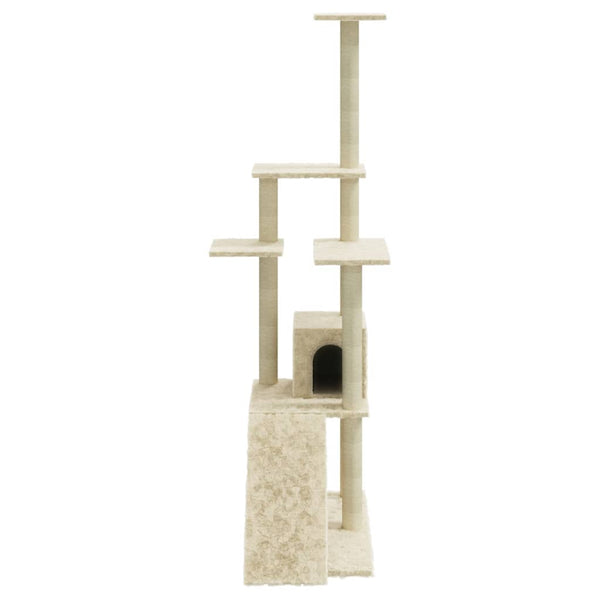 vidaXL Cat Tree with Sisal Scratching Posts Cream 155 cm
