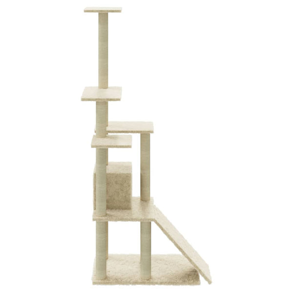 vidaXL Cat Tree with Sisal Scratching Posts Cream 155 cm