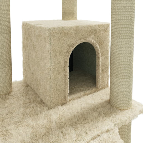 vidaXL Cat Tree with Sisal Scratching Posts Cream 155 cm