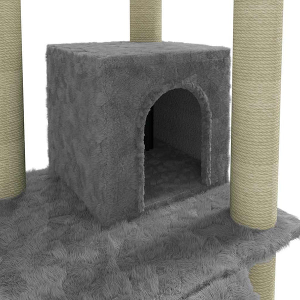 vidaXL Cat Tree with Sisal Scratching Posts Light Grey 155 cm