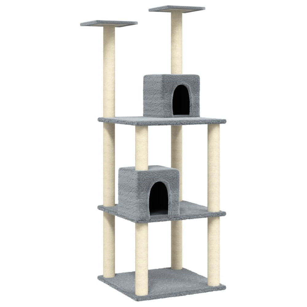 vidaXL Cat Scratching Tree with Sisal Scratching Posts Light Gray 141 cm
