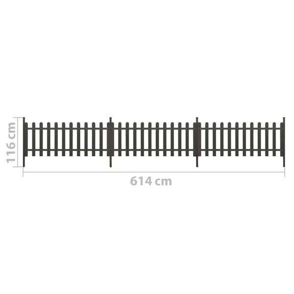 vidaXL Slat Fence with Posts 3 pcs WPC 614x80 cm