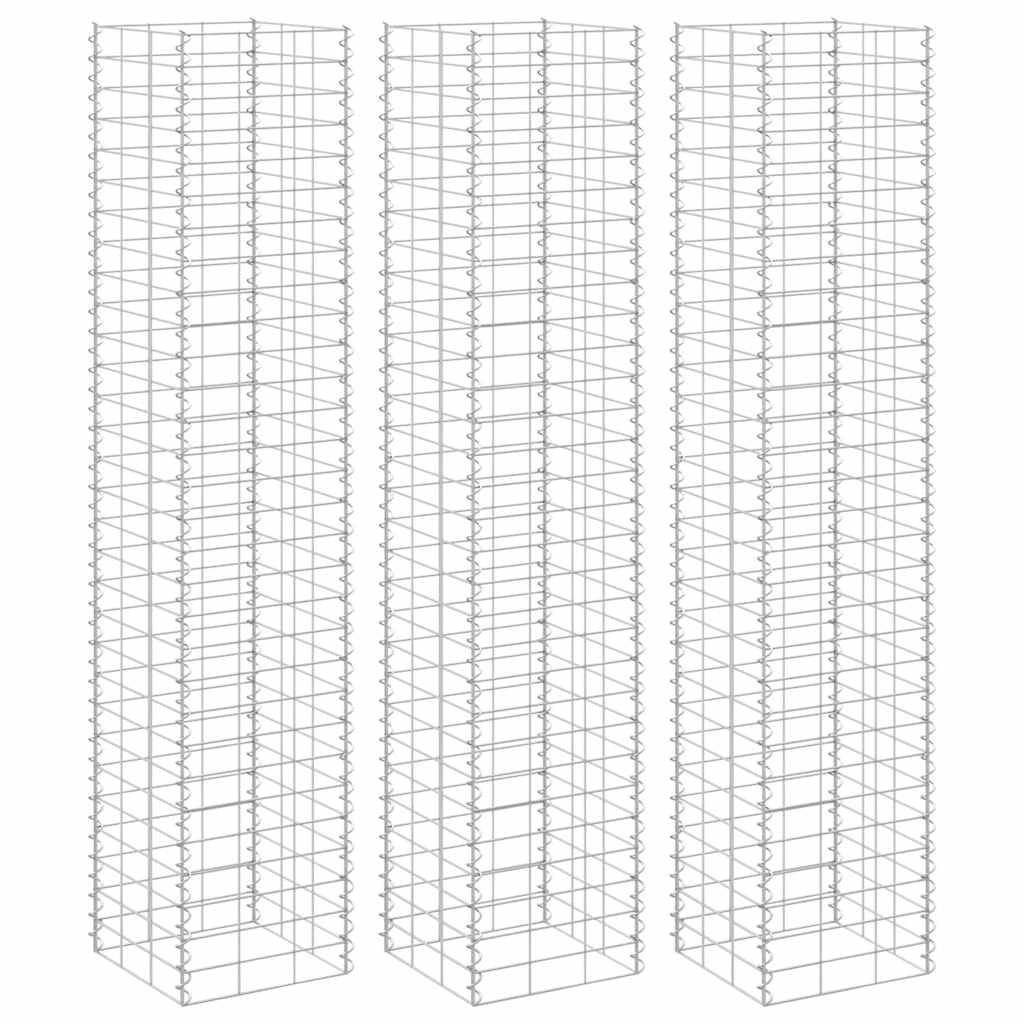 vidaXL Raised Gabion Planters 3 pcs. 30x30x150 cm Iron