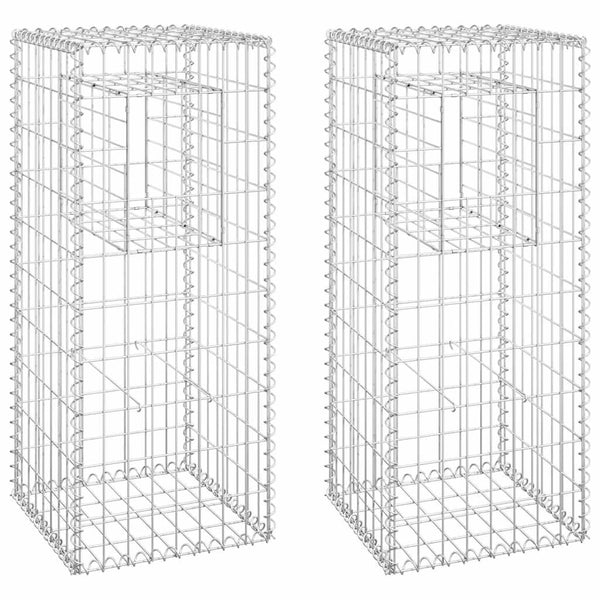 vidaXL Gabion Pillars 2 pcs. 40x40x100 cm Iron