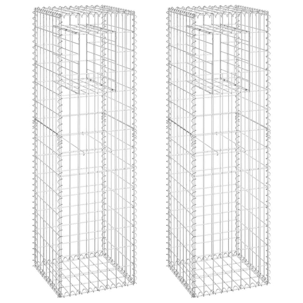 vidaXL Gabion Pillars 2 pcs. 40x40x140 cm Iron