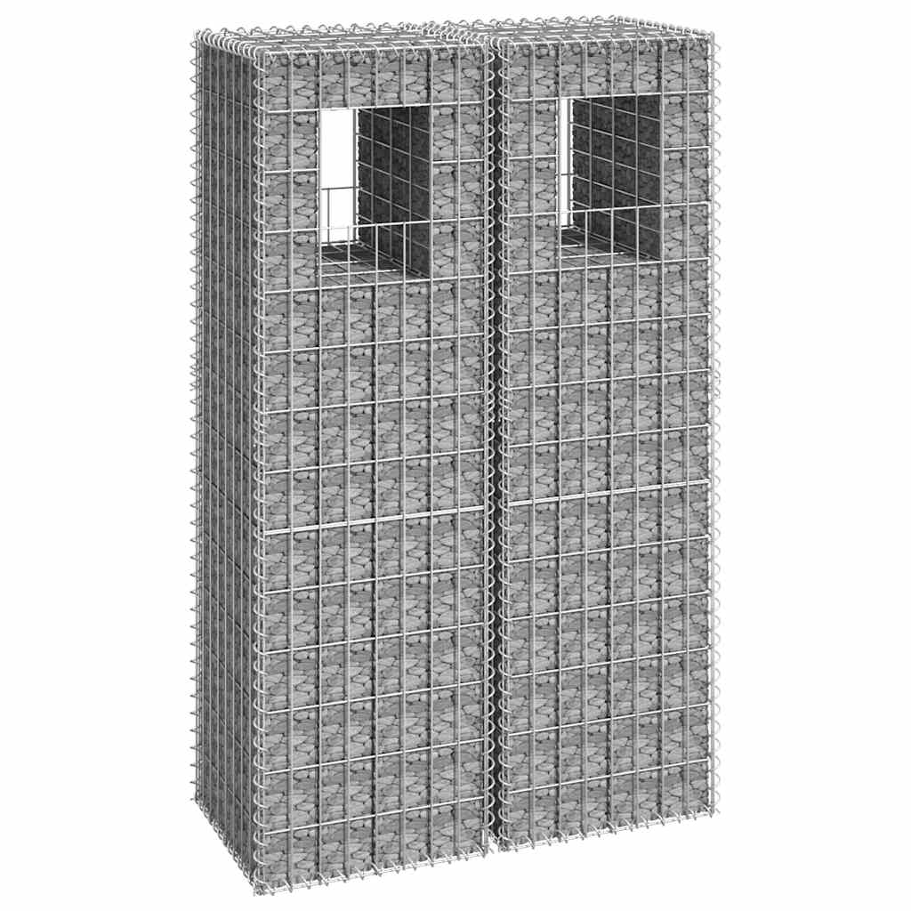 vidaXL Gabion Pillars 2 pcs. 40x40x140 cm Iron