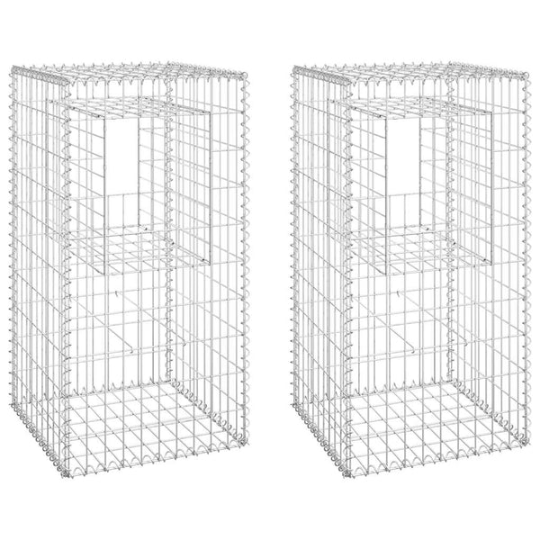 vidaXL Gabion Pillars 2 pcs. 50x50x100 cm Iron