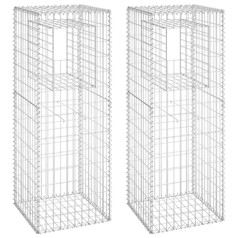 vidaXL Gabion Pillars 2 pcs. 50x50x140 cm Iron
