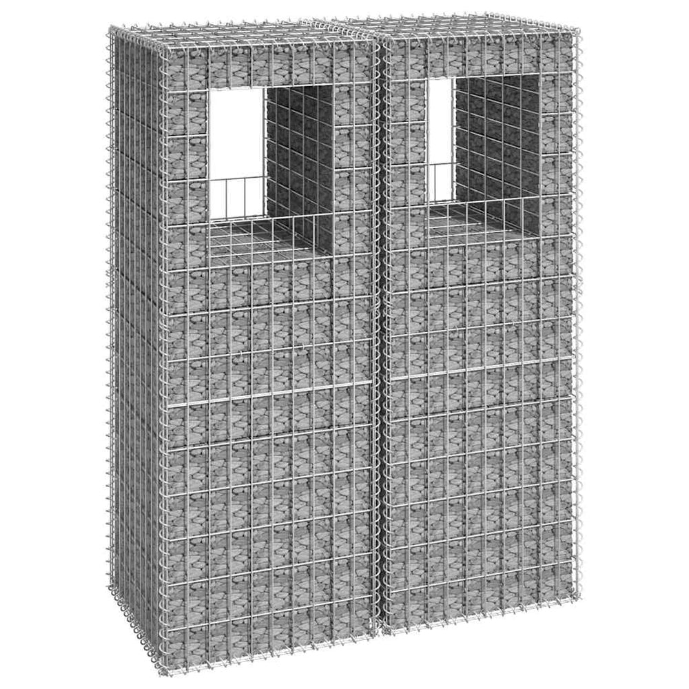 vidaXL Gabion Pillars 2 pcs. 50x50x140 cm Iron