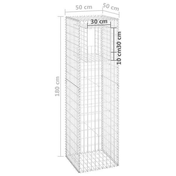 vidaXL Gabion Column 50x50x180 cm Iron