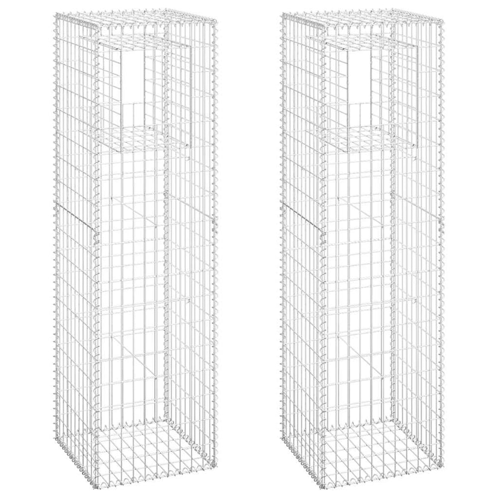 vidaXL Gabion Pillars 2 pcs 50x50x180 cm Iron