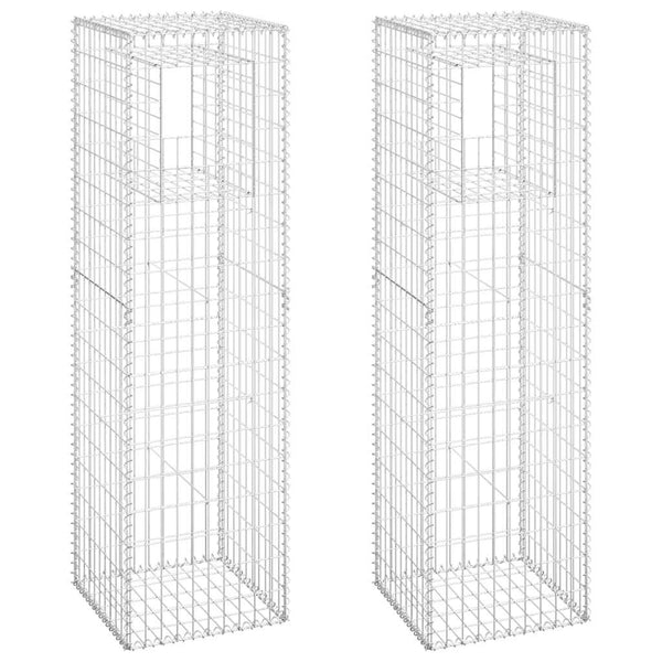 vidaXL Gabion Pillars 2 pcs 50x50x180 cm Iron