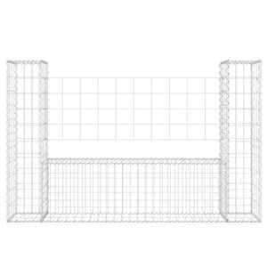 vidaXL U-shaped Gabion Basket with 2 Pillars Iron 140x20x100 cm