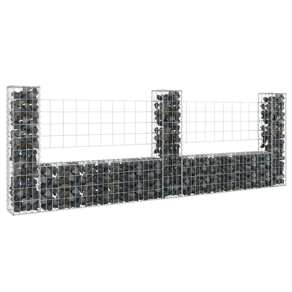vidaXL U-shaped Gabion Basket with 3 Columns Iron 260x20x100 cm