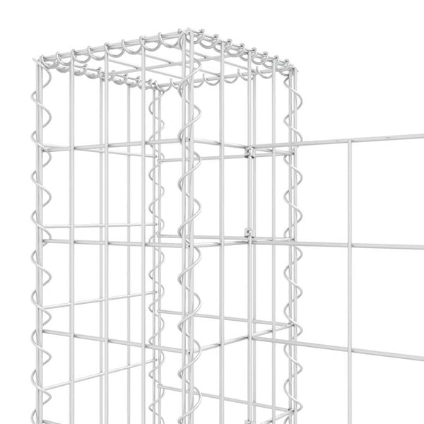 vidaXL U-Shaped Gabion Basket with 5 Posts Iron 500x20x100 cm
