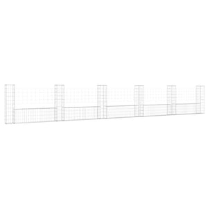 vidaXL U-shaped Gabion Basket with 6 Posts Iron 620x20x100 cm