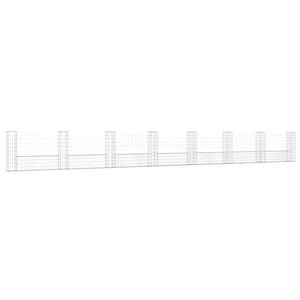 vidaXL U-shaped Gabion Basket with 8 Posts Iron 860x20x100 cm
