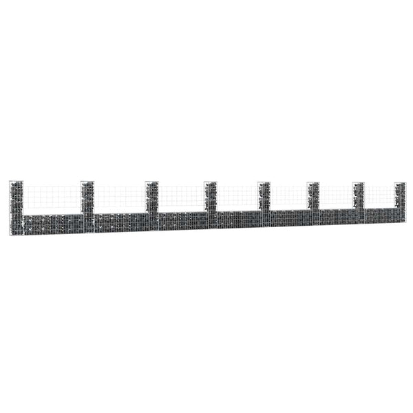 vidaXL U-shaped Gabion Basket with 8 Posts Iron 860x20x100 cm