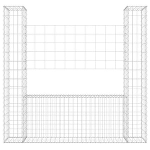 vidaXL U-Shaped Gabion Basket with 2 Columns Iron 140x20x150 cm